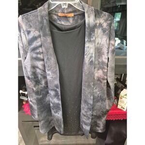 Belldini Duster Cardigan Gray Tie Dye Open Front Textured oversized Small S 269